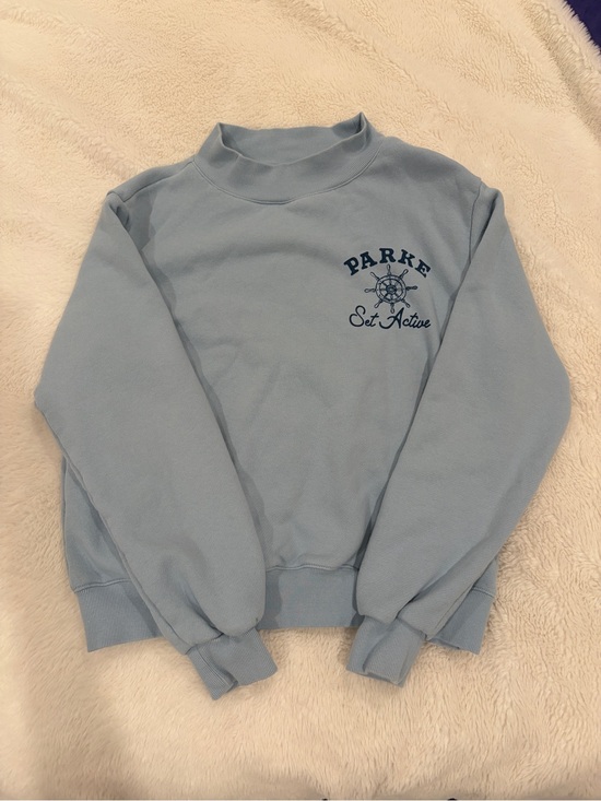 Parke Tops - Parke X Set Active Light Blue Mock Neck Pullover Sweatshirt